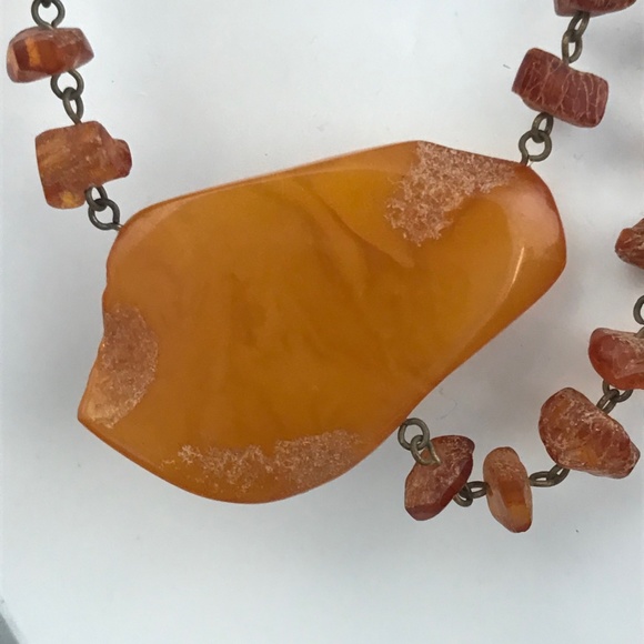 VINTAGE 37g BALTIC HONEY AMBER STONE PENDANT NECKLACE SOVIET USSR - Picture 2 of 11